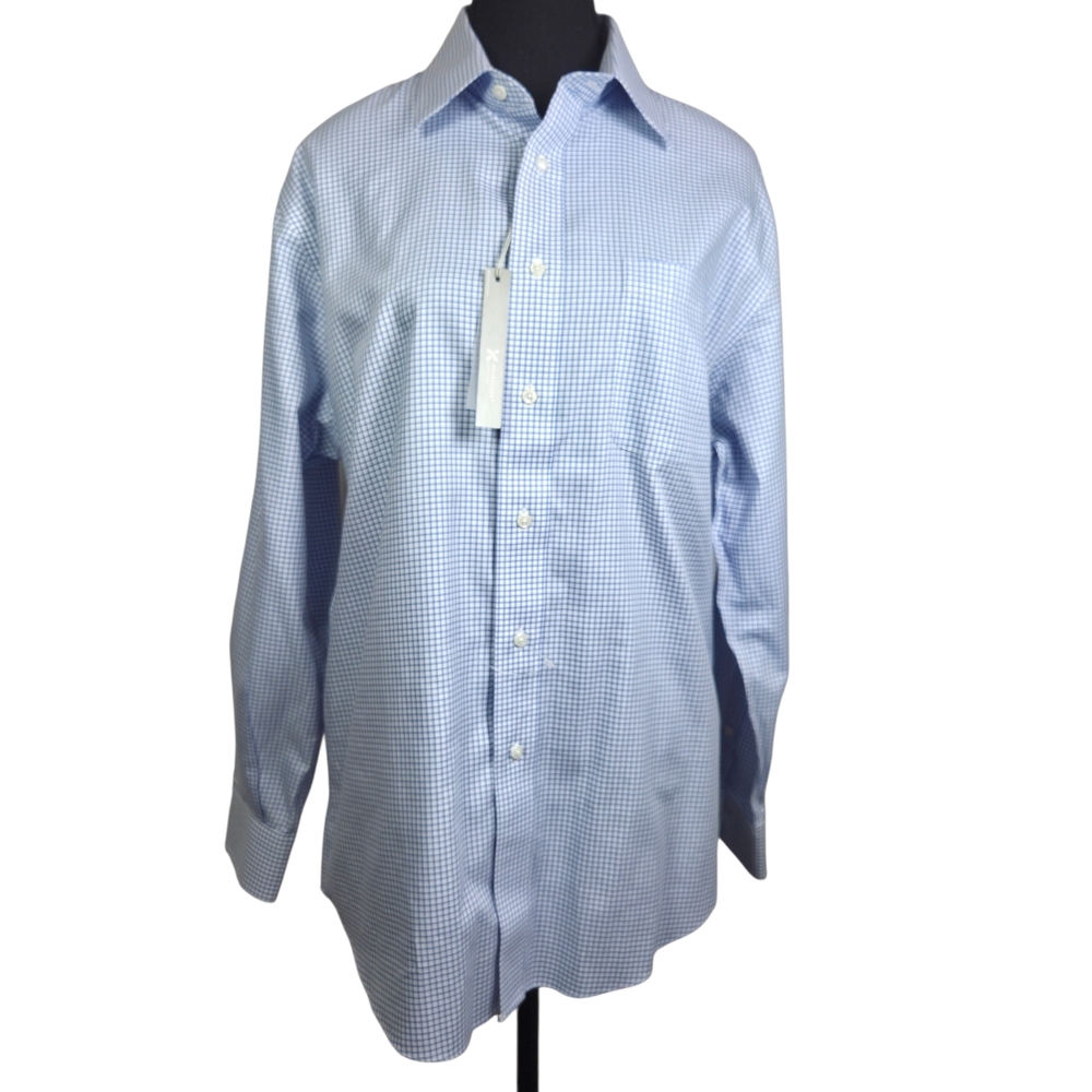 Nordstrom Light Blue Checkered Dress Shirt Size 15.5